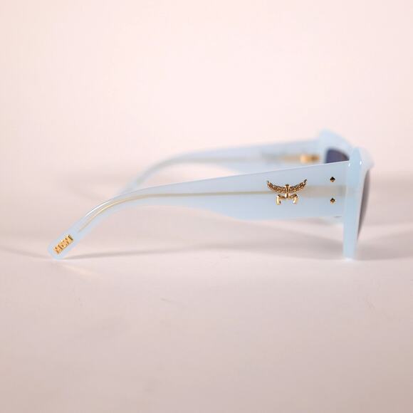 MCM Cat Eye Rectangle Sunglasses - Shiny Light Blue / Smoke - NWT - Picture 5 of 8